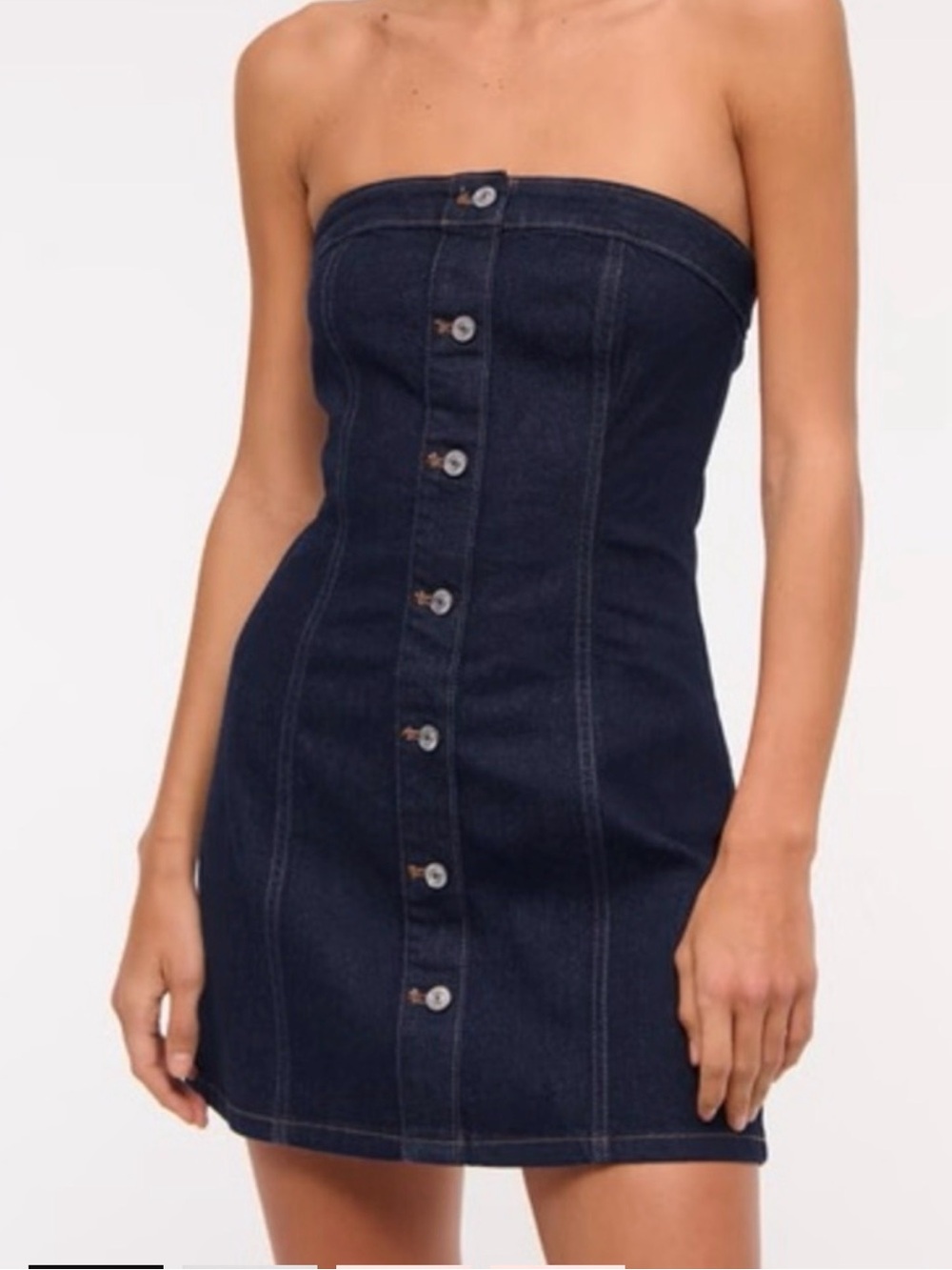 Abercrombie Dark Wash Strapless Denim Mini Dress